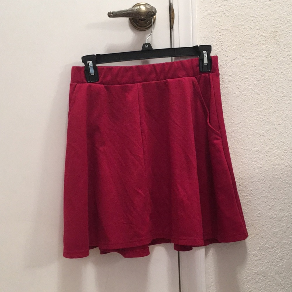 Bright maroon skirt